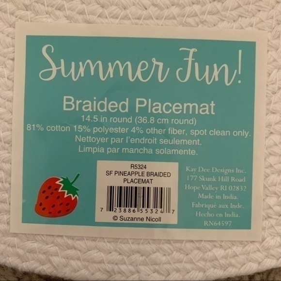 Kay Dee Design Summer Fun braided pineapple round placemat set 4 NEW - Picture 5 of 6